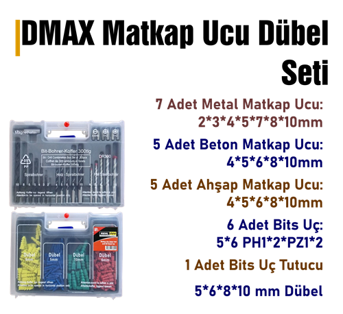 DMAX MATKAP UCU DÜBEL SETİ / 20